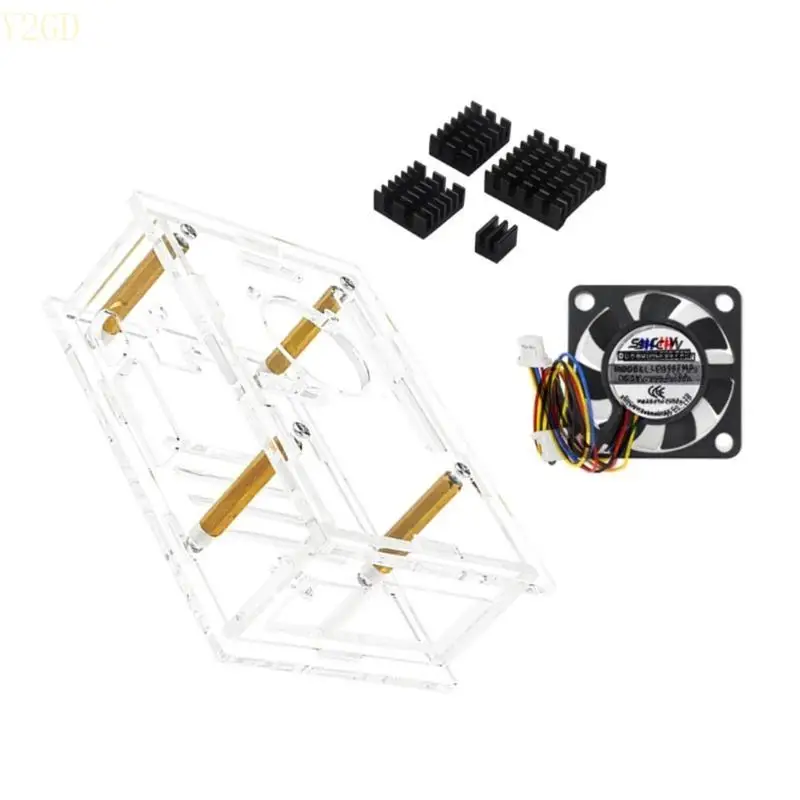 Y2GD -Acryl -Gehäusekoffer Wärme für RPI 5 mit optionaler Kühllüfterkühlabdeckung