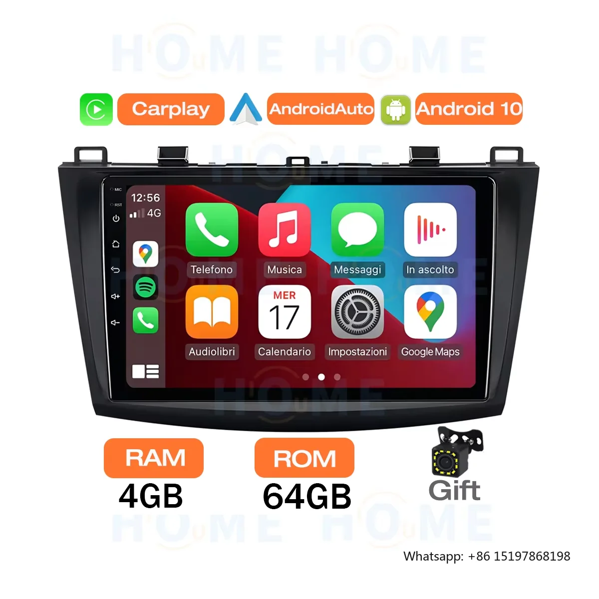 4 Core Android 14 Car Radio Multimedia Wired Carplay for Mazda 3 2009-2013 Android Auto 4G+64G 2 Din GPS WIFI Blue-tooth Screen