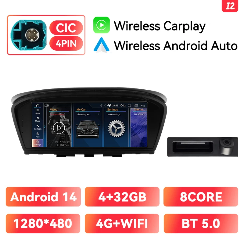 Draadloze Carplay Andorid 14 Auto Auto Radio Voor Bmw 5 Serie E60 E61 E63 E64 E90 E91 E92 Cc Cic Multimedia Gps 4G Wifi 128G Navi