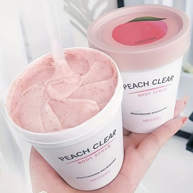 Hypoallergenic Ice Cream Peach Body Scrub,GentleMineral-Based Exfoliating & Moisturizing,Refreshing Body Care for All Types