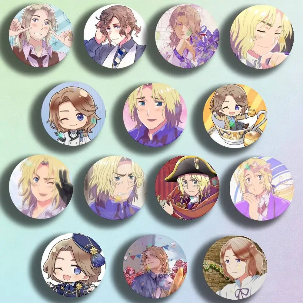 Anime Hetalia World Stars Francis Bonnefoy Laser Badge Creative Pins Brooch for Bag Clothes Hat Decor Gifts Fans Collect