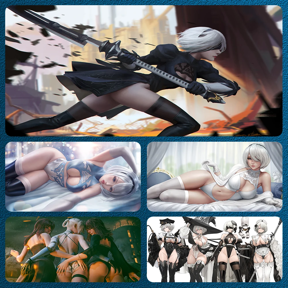 Nier Automata Mauspad White-Haired Girl Gamer Schreibtischunterlage Sailor Moon Sexy Gaming Laptops Bürozubehör für Genshin Impact