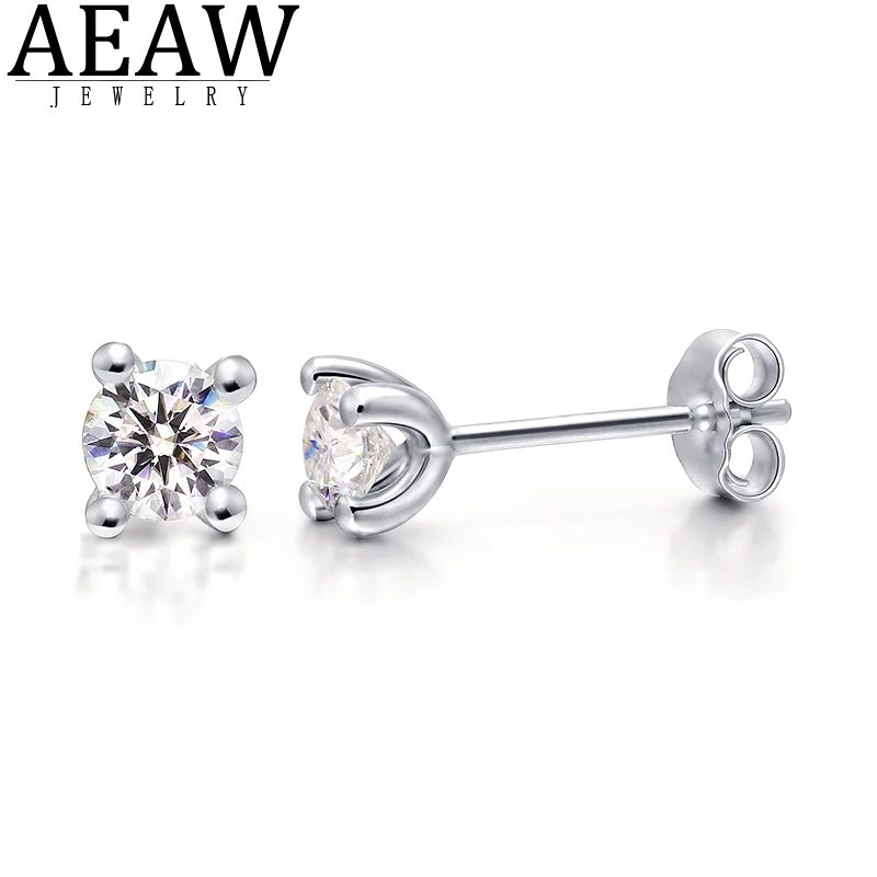 

AEAW Earrings 3mm And 4mm Diamond Stud Earrings 14k White Gold Classic CVD HPHT Lab Grown Diamond 4 Prong Earrings for Women