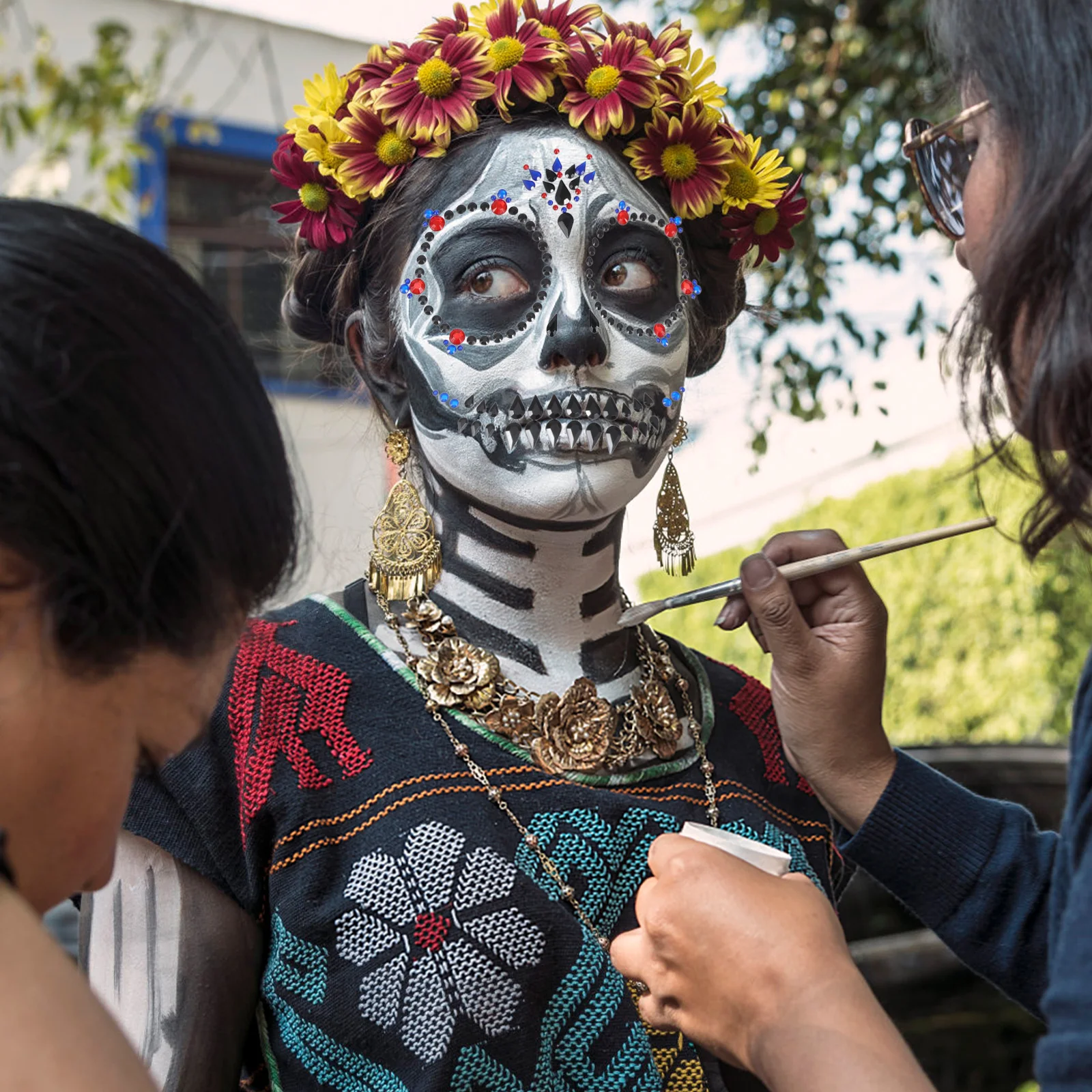 

4 шт., наклейки для лица на Хэллоуин, временные татуировки, легкое вставить, удаление, уникальный дизайн, жуткое украшение для вечеринки, наклейки для лица