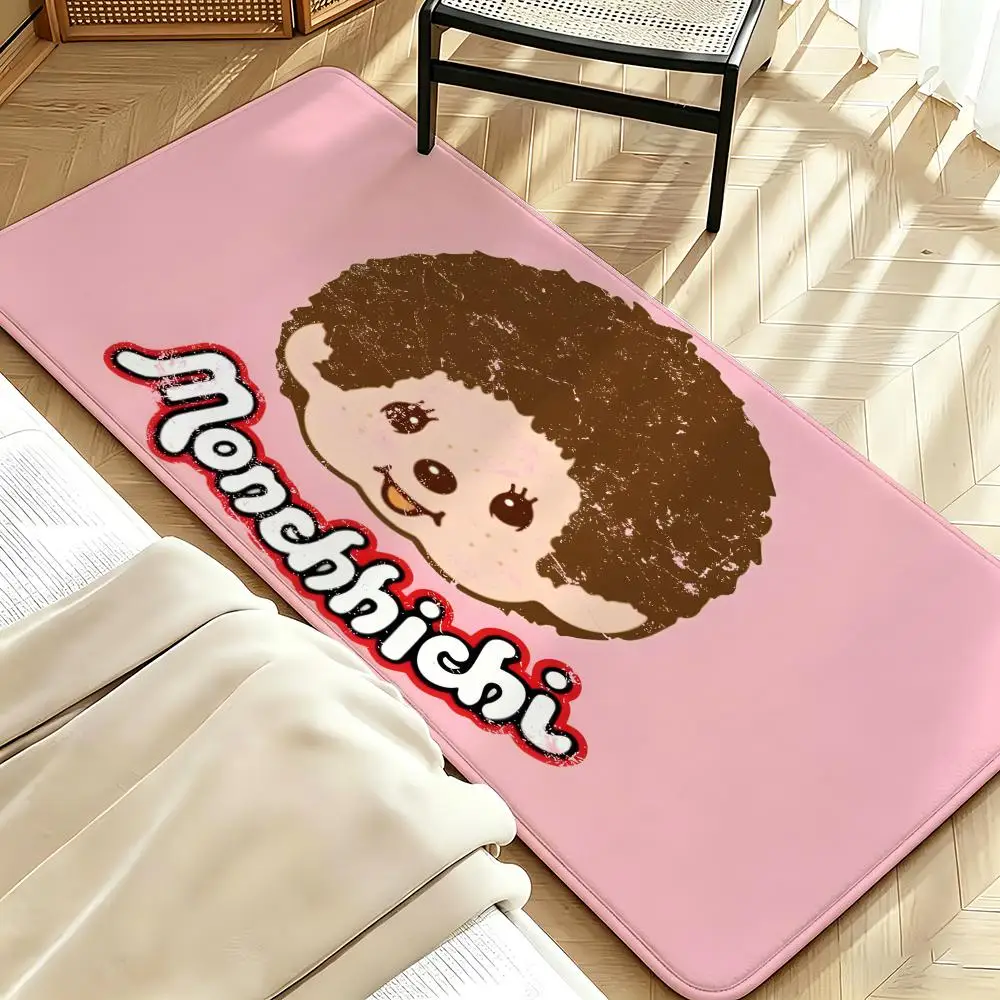 Toy M-Monchhichi Floor Mat Soft Flannel Floor Mat  Suitable for Entryways, Living Rooms, Bedrooms, and Bathrooms