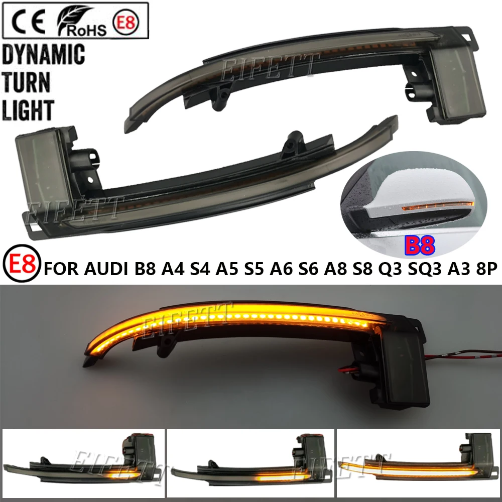 2X Dynamic Blinker Side Mirror Light LED Turn Signal For Audi A4/S4 2008-2009 B8/8 K A5/S5 2007-2009 B8/8 K A6/S6 2008-2011 4F/C
