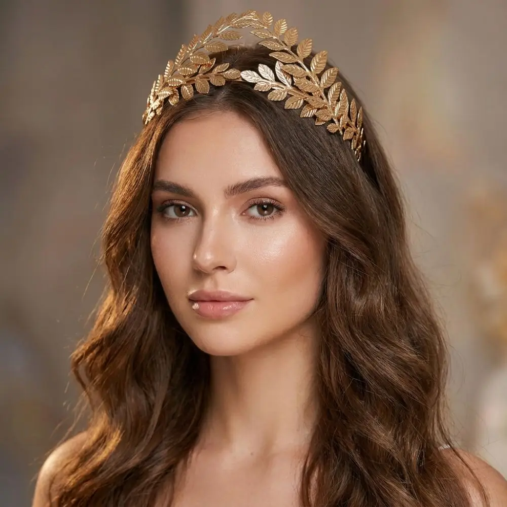 Wreath Bridal Accessories Gold Leaves Tiara Comfort Fit Korean Style Headwear Hair Jewelry Hair Crown Wedding Party