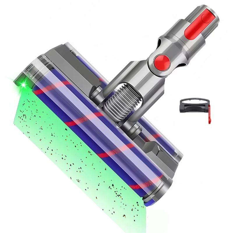 B51C Voor Dyson V7 V8 V10 V11 V15 Zachte Dual Roller Roterende Opzetborstel Vacuüm Bijlagen Met Groene LED Licht voor Harde Vloeren