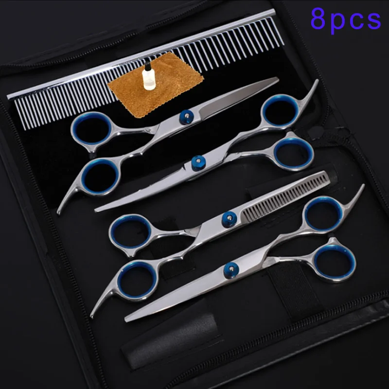 

5pcs Pet Grooming Scissors Dog Hair Tool Set Professional Trimming Scissors Bent Scissors Stainless Steel Combs Storage Case