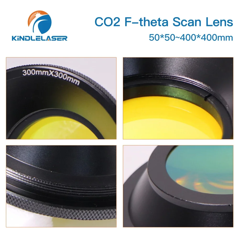 Kindlelaesr CO2 F-theta Scan Lens Field Lens 10.6um 10600nm 50x50-600x600 FL75-650mm for YAG Optical CO2 Laser Marking Machine