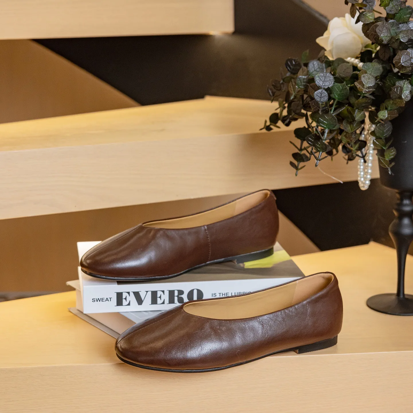 The New Mary Jane Ballet Flats Feature Minimalist Style Made Of Lamb Genuine Leather Sheepskin Women'S Flat Shoes Leather 1-3cm