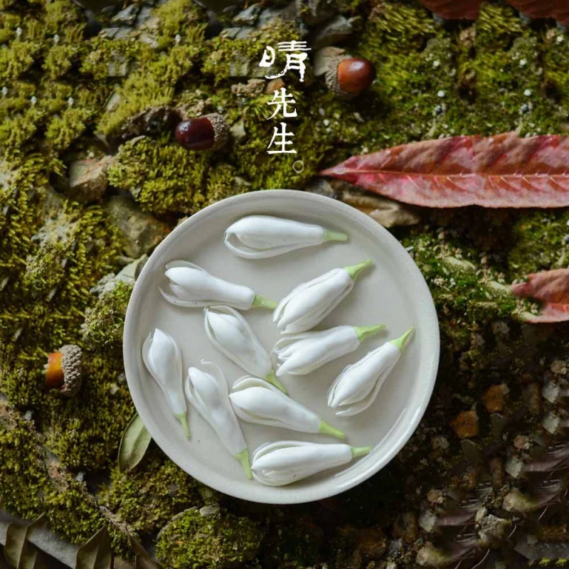 Creative Tea Pet White Magnolia Scented Tea Mat Ornament Decoration Pen Shelf Tea Set Boutique Hand Pinch Ceramic Flower Gift Te