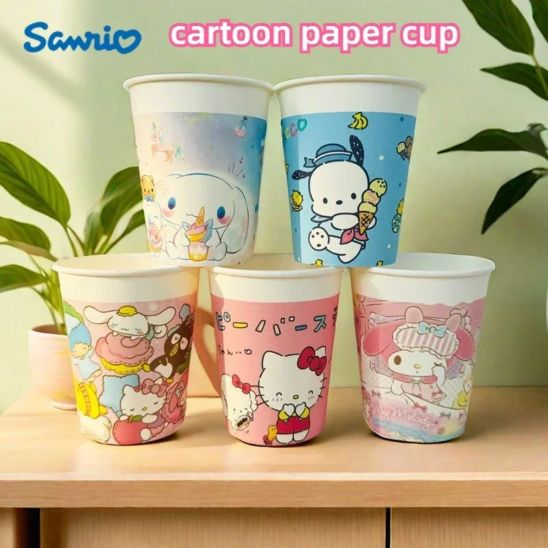 Sanrio-使い捨ての厚い紙コップ,漫画のデザイン,家庭用,コーヒー,お茶,かわいいウォーターカップ,ハローキティ,新しい,卸売