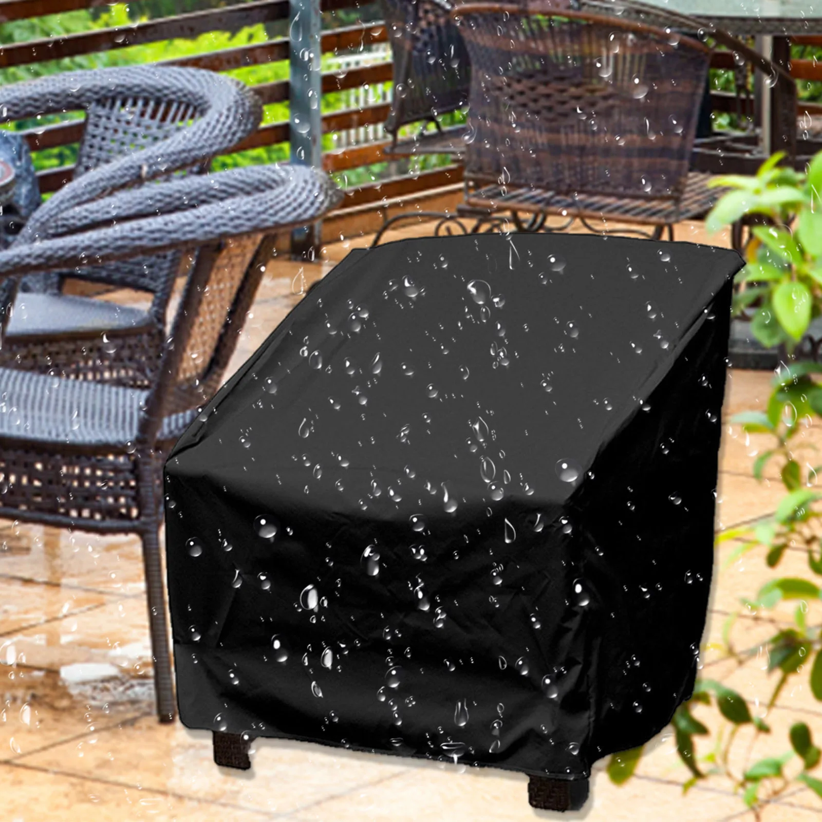 Stackable Chair Cover Rainproof Breathable PU Leather Outdoor Furniture Shield for Parties Weddings