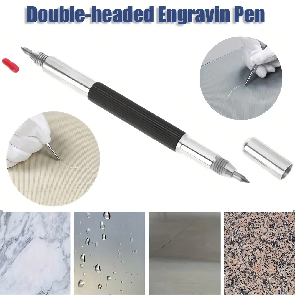 Tungsten Carbide Tip Scriber Dual-end Etching Engraving Scriber Pen with Caps for Glass Ceramics Metal