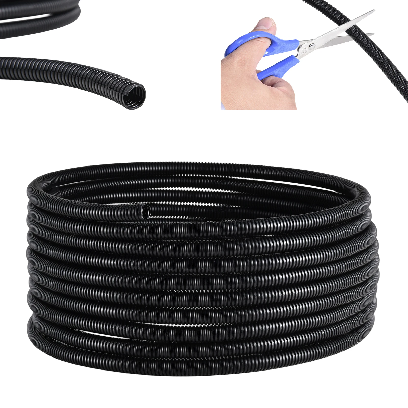 32,8 Fuß langer geteilter Kabelschutzschlauch, Kabelschutzmanschette für USB-, Strom-, Audio- und Videokabel, schützt Katzen vor dem Kauen – Detail 1