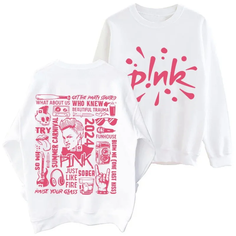 Pink Singer Summer Carnival 2024 Tour Concert Sweatshirts Men Women Harajuku Oversized Pullovers Streetwear Fans Gift