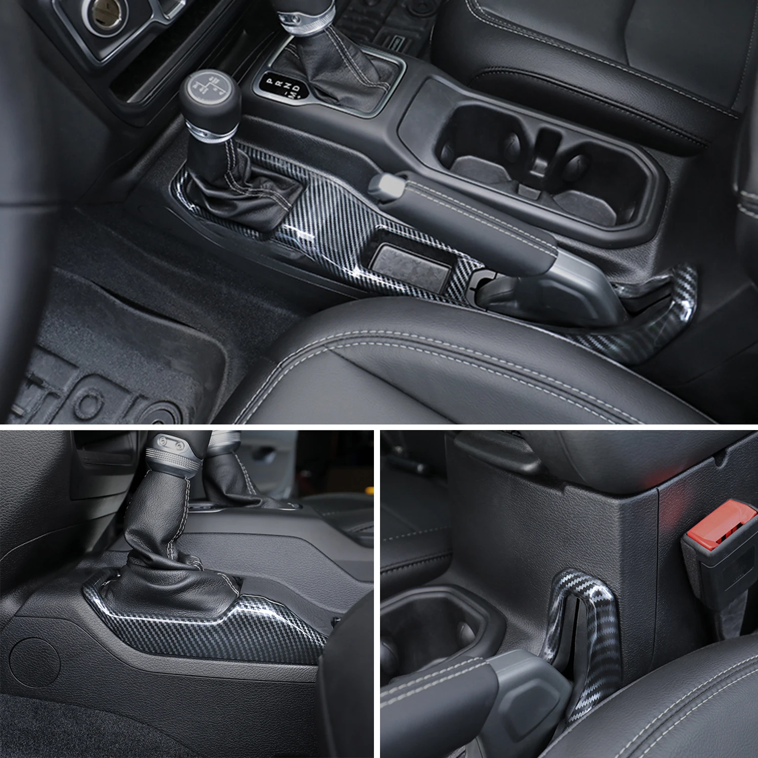 Interior Mouldings for Jeep Wrangler JL 2018-2023 4WD Gear Panel Decoration Cup Holder Panel Trim Carbon Fiber Car Accessories