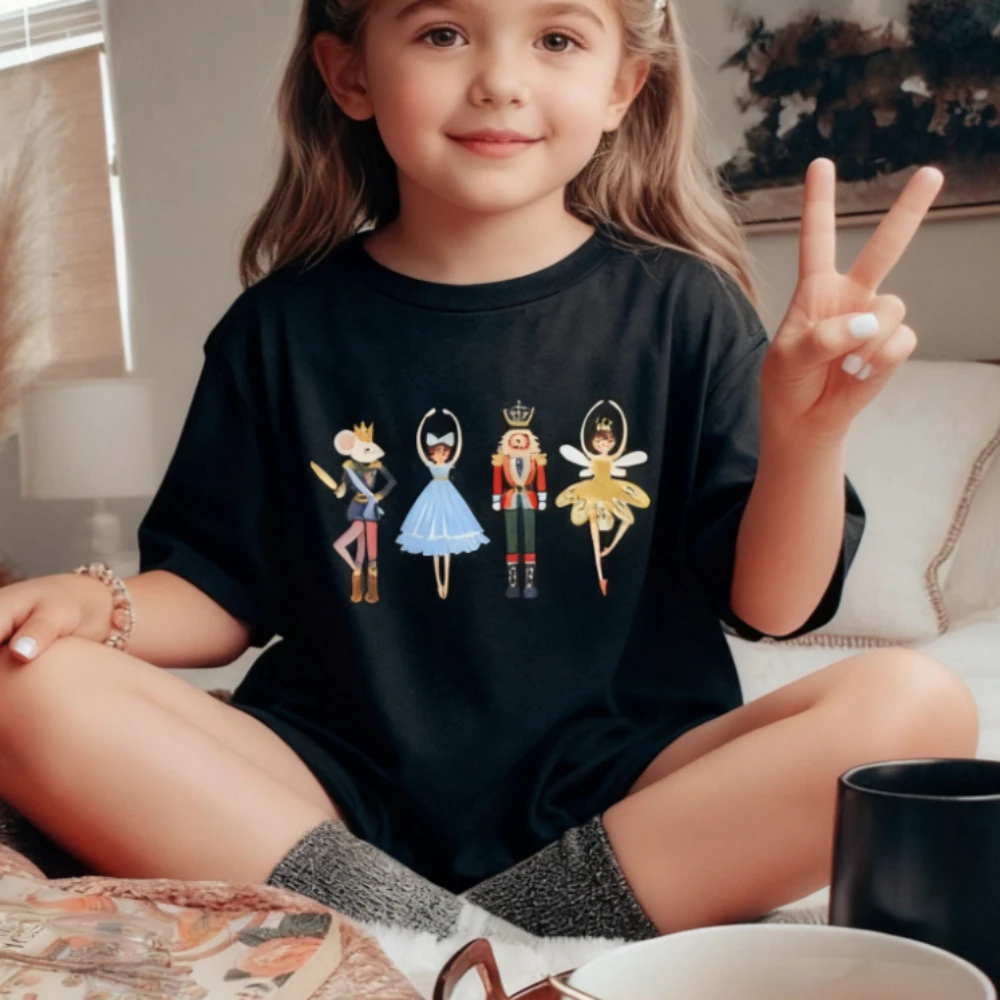 quebra-nozes-natal-criancas-camisa-quebra-nozes-ballet-camiseta-entusiasta-de-bale-meninas-presente-t-feriado-de-natal-casual-topos