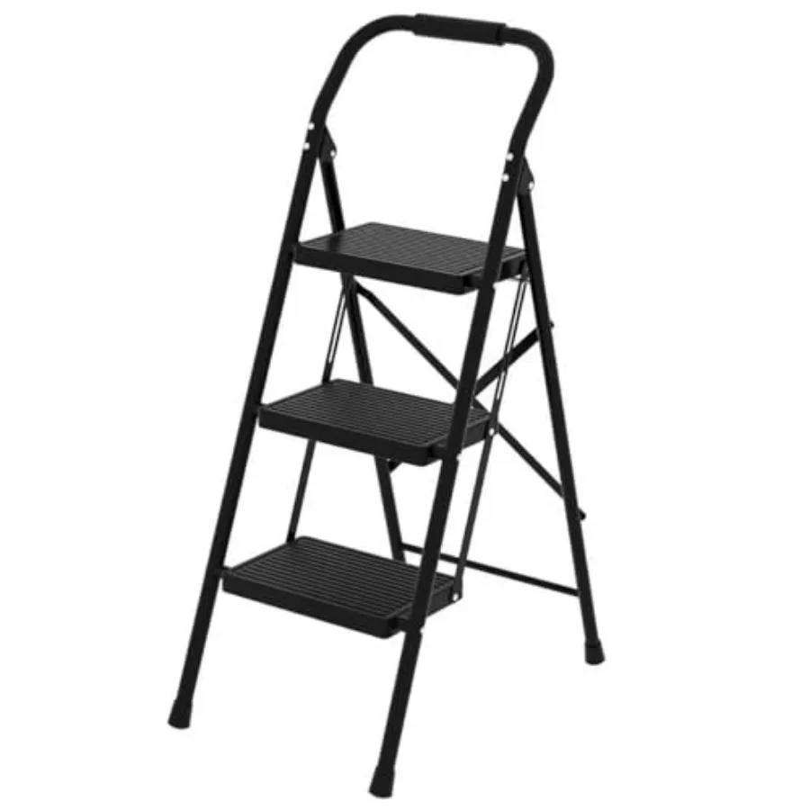 

Трехступенчатая складная лестница с широкими противоскользящими ступенями, выдерживающая нагрузку до 150 кг, эргономичная, для дома, кухни, офиса