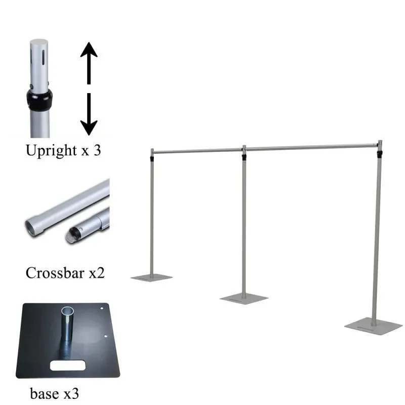 3mx6m New Adjustable Double Horizontal Bar Clothes Hanger Backrest Bracket Portable Pipe Rack Wedding Decoration Center Piece