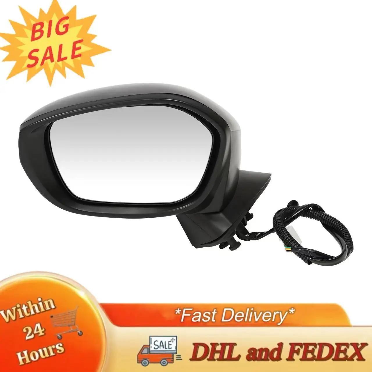 

1 шт. черное левое зеркало со стороны водителя, 7 контактов с слепой пятном для Honda Civic 2022-2023 левое безопасное и надежное левое зеркало заднего вида