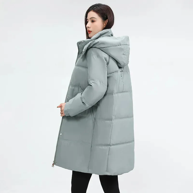 

New Winter Thicken Warm Parkas Overcoat Women Fashion Down Cotton Coats Hooded Long Coats Casual Zipper Down Oversized Jacket