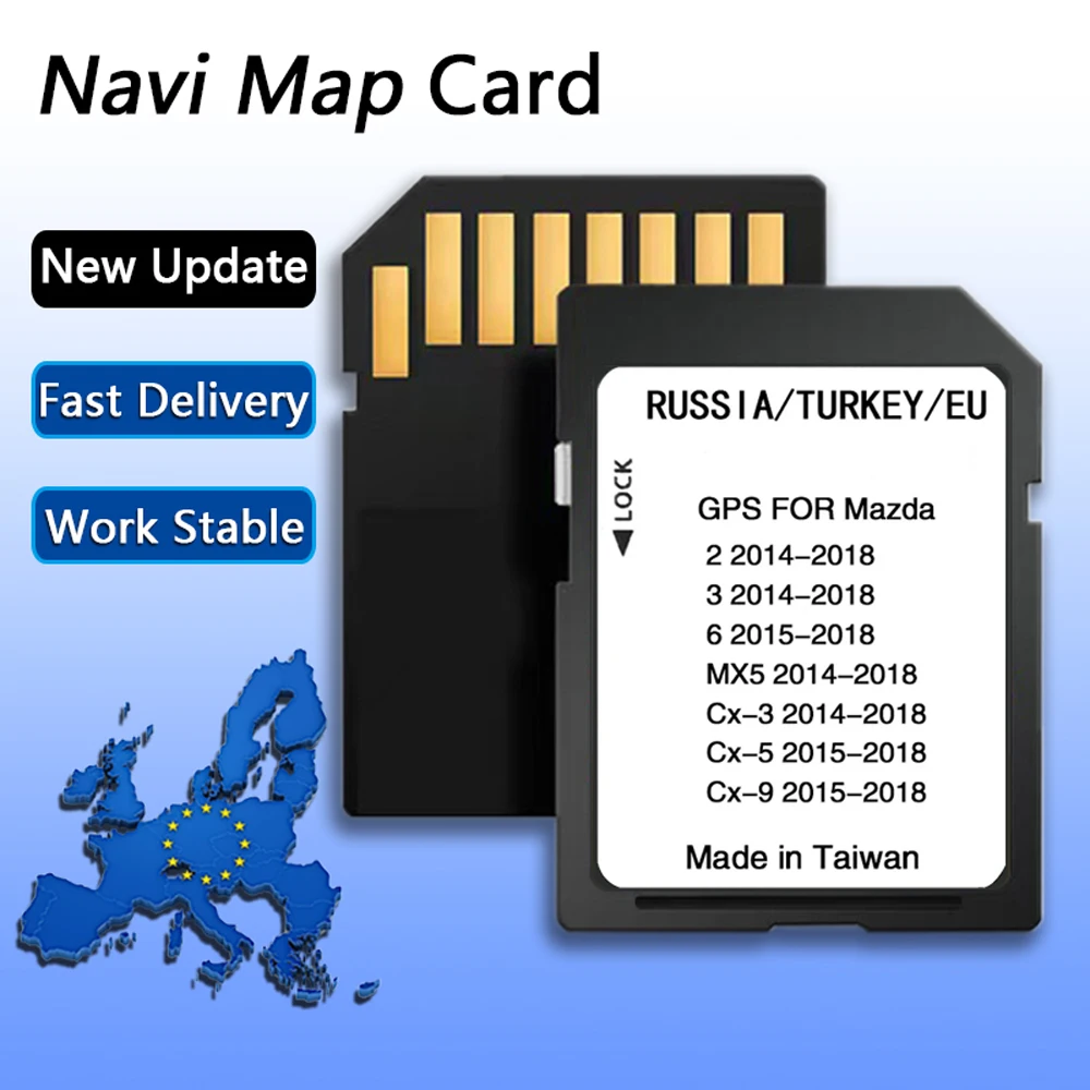 لمازدا 2/3/6/CX3/CX5/CX9/MX5 Car Sat Navi 16GB GPS تحديث خرائط البيانات الجديدة 2024 نسخة خرائط الاتحاد الأوروبي الملاحة بطاقة SD