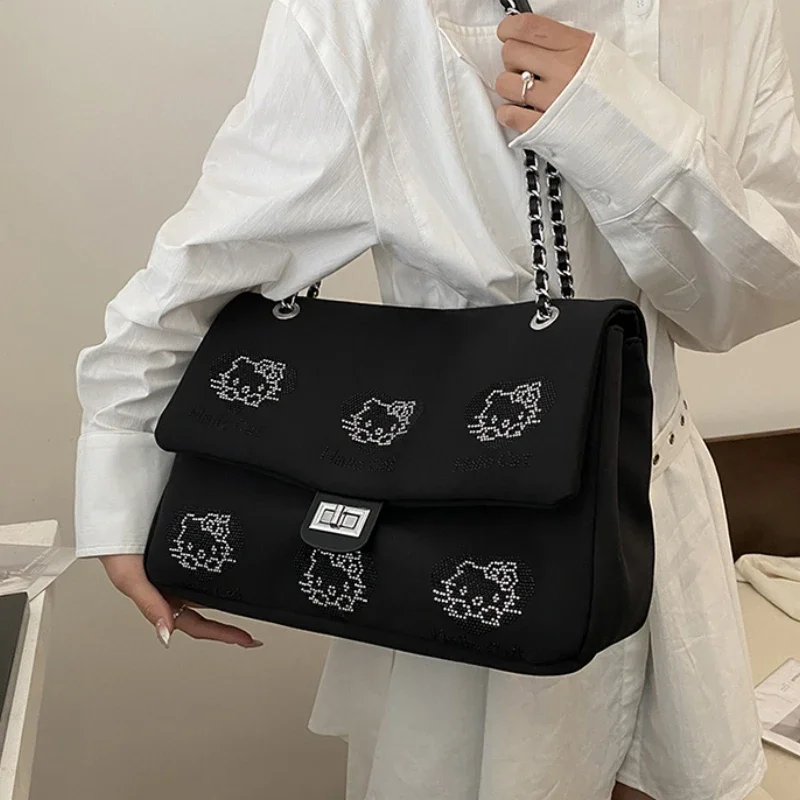 Hello Kitty New Women\'S Shoulder Bag Fashion Women\'S Bag Cartoon With Diamond Handbag High Quality And Large Capacity Gift