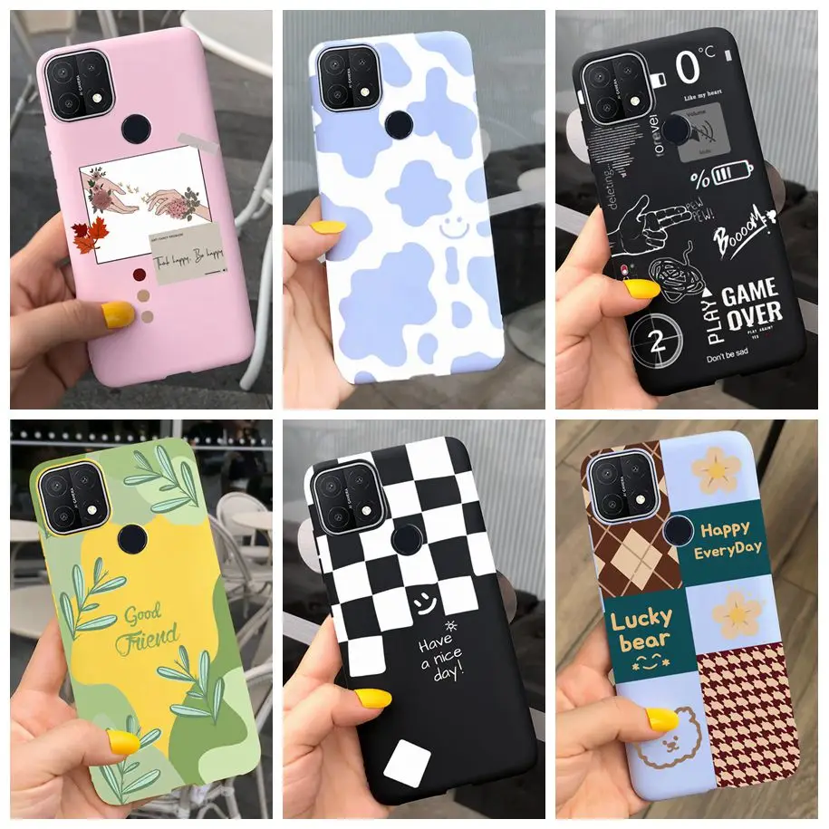 For OPPO A15 A15S Case CPH2185 CPH2179 Cartoon Lovely Cover Soft Matte Fundas For OPPOA15 OPPOA15S A 15 S Bumper Silicone Hoesje