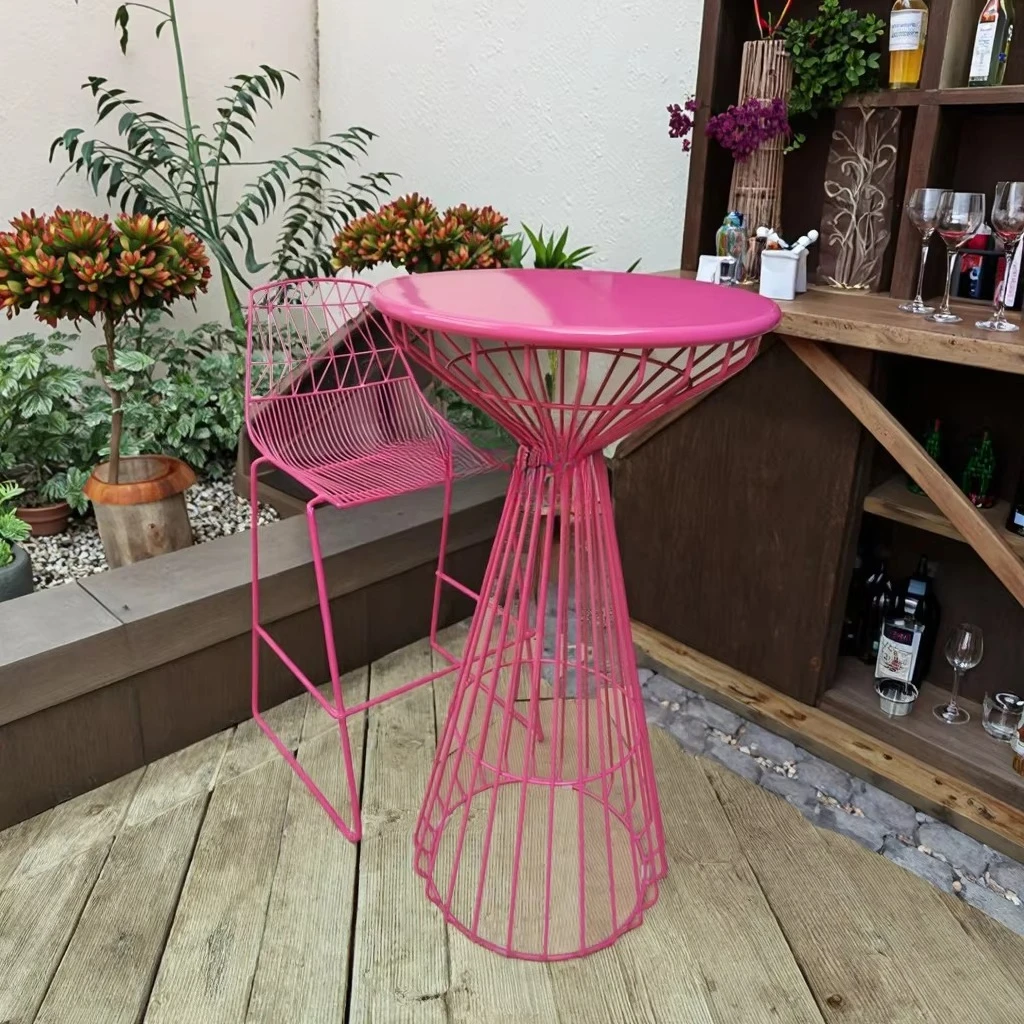 Modern Design Outdoor Wire Round Table Hotel Restaurant Bistro Wedding Event Park Use