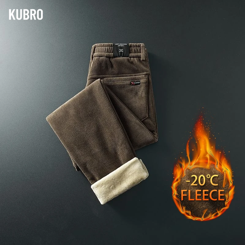 

Corduroy Men's Slacks Waist Casual Business Pants Plush Stretch Slim Small Straight Pants Slacks Business Plush Slacks