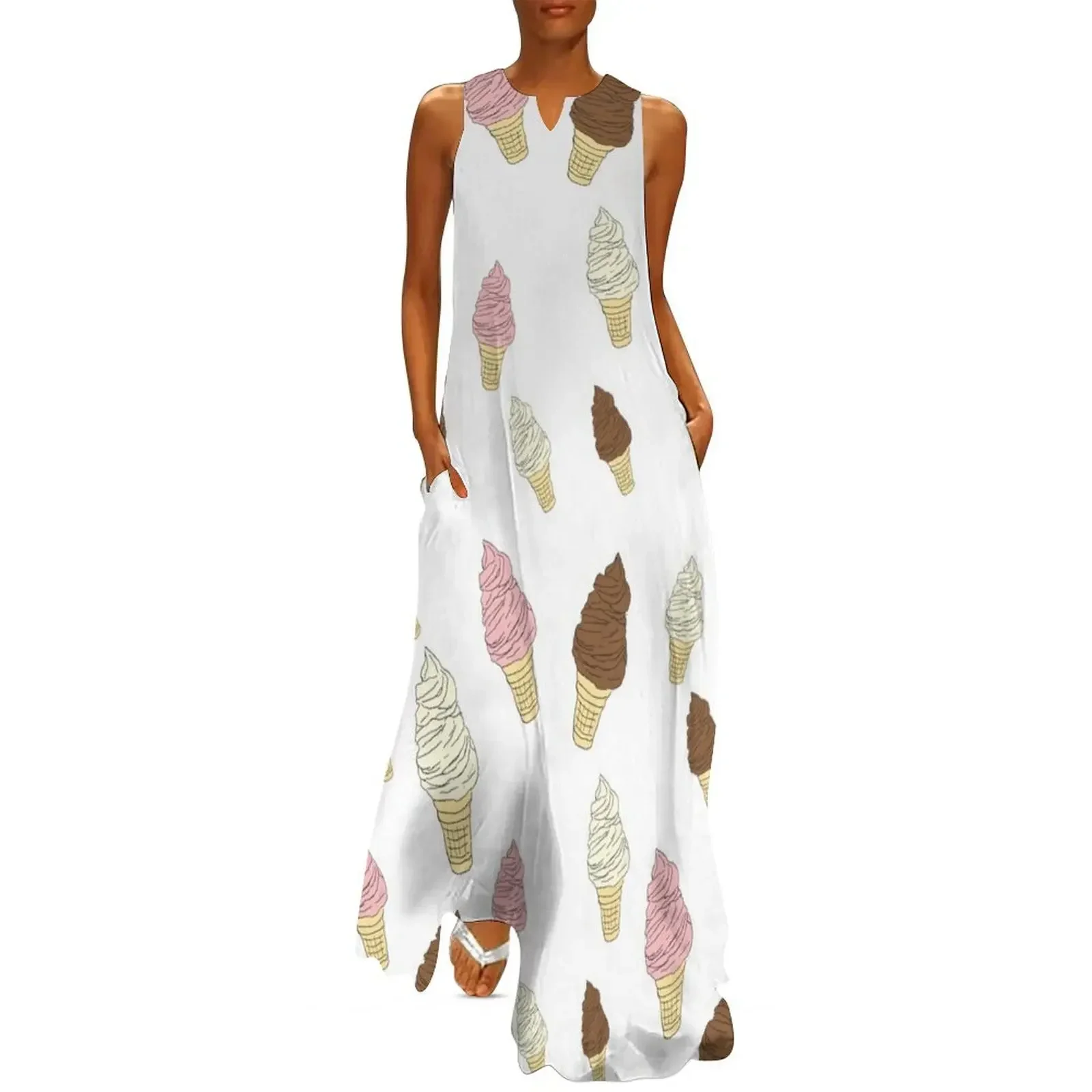 

Neapolitan Ice Cream Cones Long Dress festival outfit women luxury evening dress woman for wedding Evening dresses Dress