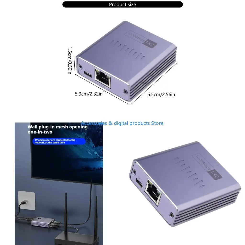 77JD Gigabit Ethernet Splitter 2 Port RJ45 Networking Switches For Fast Speed Data Transfer And Stable Connection