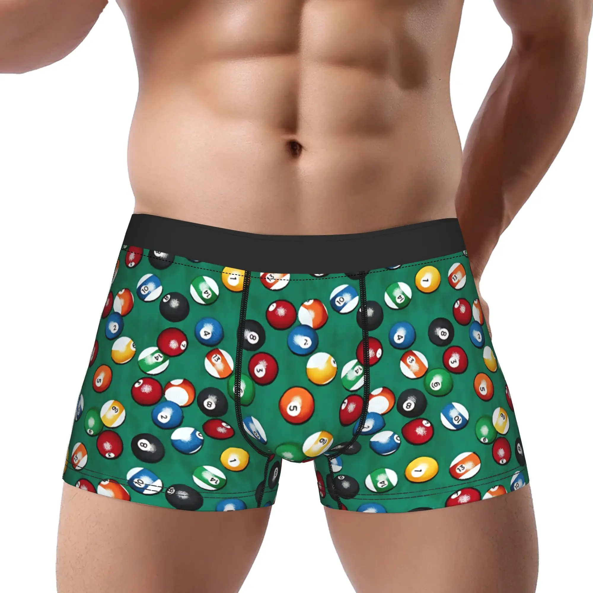 

1 шт. мужские трусы с бильярдным принтом, дышащие, удобные шорты-боксеры