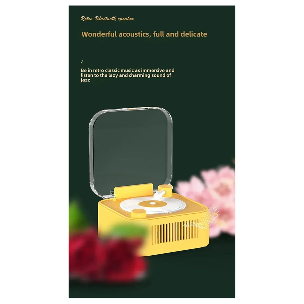 AB01 Винтажный проигрыватель, беспроводной Bluetooth-динамик, длительный срок службы батареи, мини-крестительный декоративный звуковой ящик, розовый