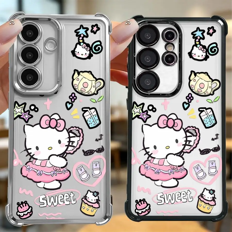 Cute Sanrio Hello Kitty Case for Samsung Galaxy S26 Ultra S24 S23 Plus S25 Edge Note 20 S22 S21 S20 FE Soft Phone Cover