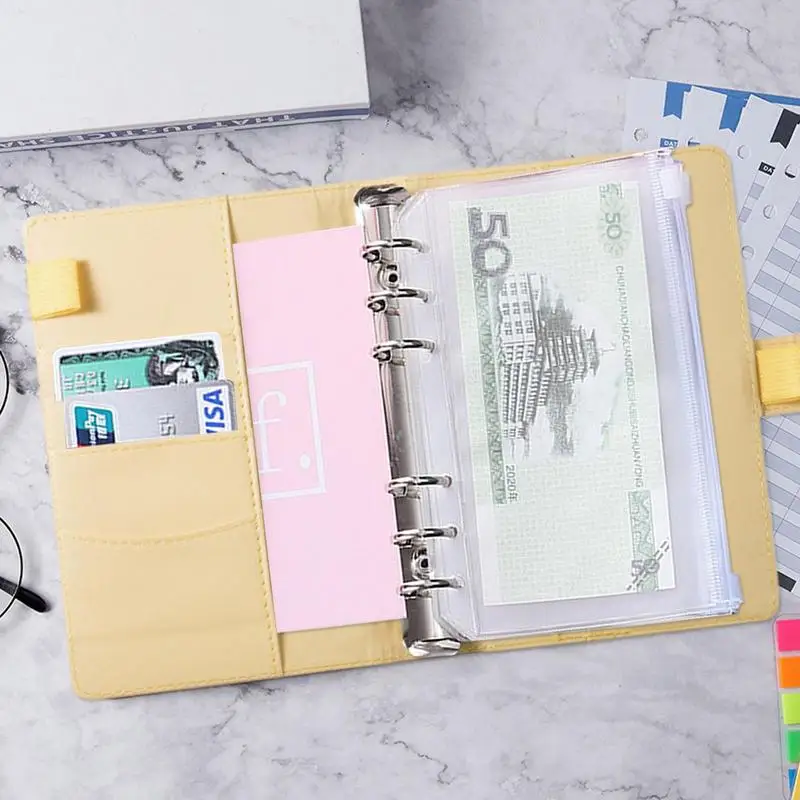 2023 A6 예산 바인더 플래너 12 조각 현금 봉투 다채로운 PU 가죽 노트북 바인더 12 PCS A6 바인더 포켓