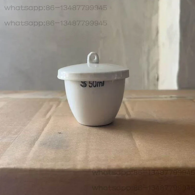 Porcelain Crucible with Lid, High Temperature Resistant Lab Ceramic Crucible 50ml for Laboratory Experiment