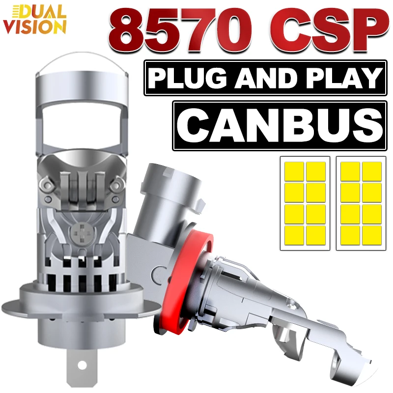 

H7 H4 H11 Светодиодная лампа автомобильной фары Canbus Mini Lens H8 H9 9005 HB3 9006 HB4 9012 HIR2 Автомобильный свет 8570 CSP 6000K Проектор Противотуманные фары