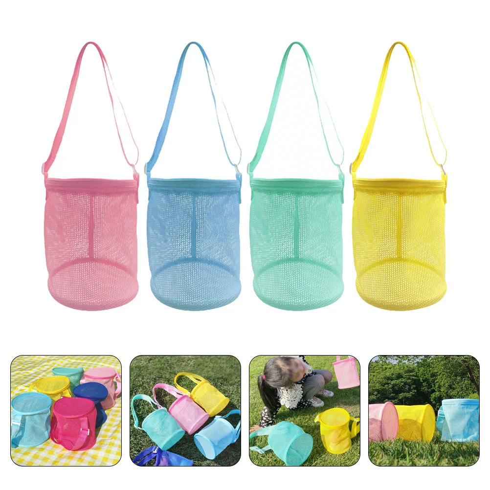 

4 Pcs Beach Tote Bag for Kids Backpack Mesh Bags Children Shell Three-dimensional 4300X1500X1500CM Collecting Toy