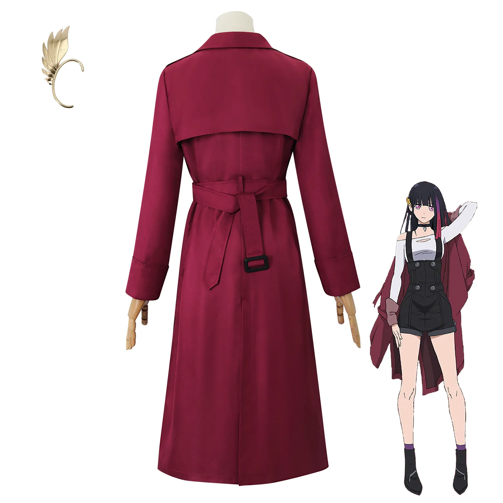 Anime Rouge Redstar Cosplay Costume Metallic Rouge Trench Jumpsuit Shorts Earwear Red Uniform Jacket Necklace Ear Clip Halloween