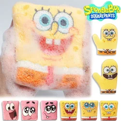 SpongeBob gąbka szczotki pocieranie prysznic Peeling pleców masaż kąpiel miękkie śmieszne kreskówki dla dzieci śliczne Anime skórka czyste rękawiczki narzędzia