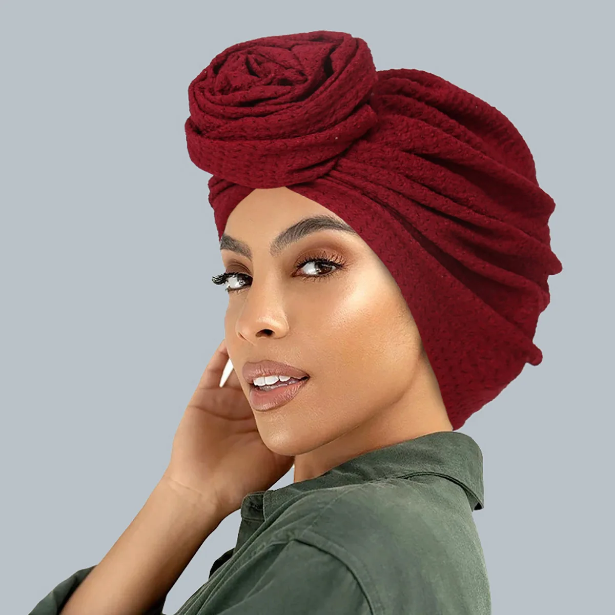 

2024 New Indian Turban Flower Pre-Tied Hat Women Muslim Hijab Bonnet Pleated Beanies Hair Loss Headscarf Headband Turbante Mujer