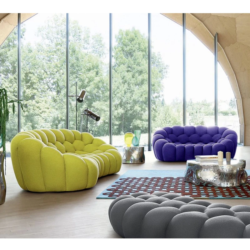AIROW Modern Football-inspired Velvet 3-Seat Sofa Set, Creative Design for Living Room & Hotel Furniture