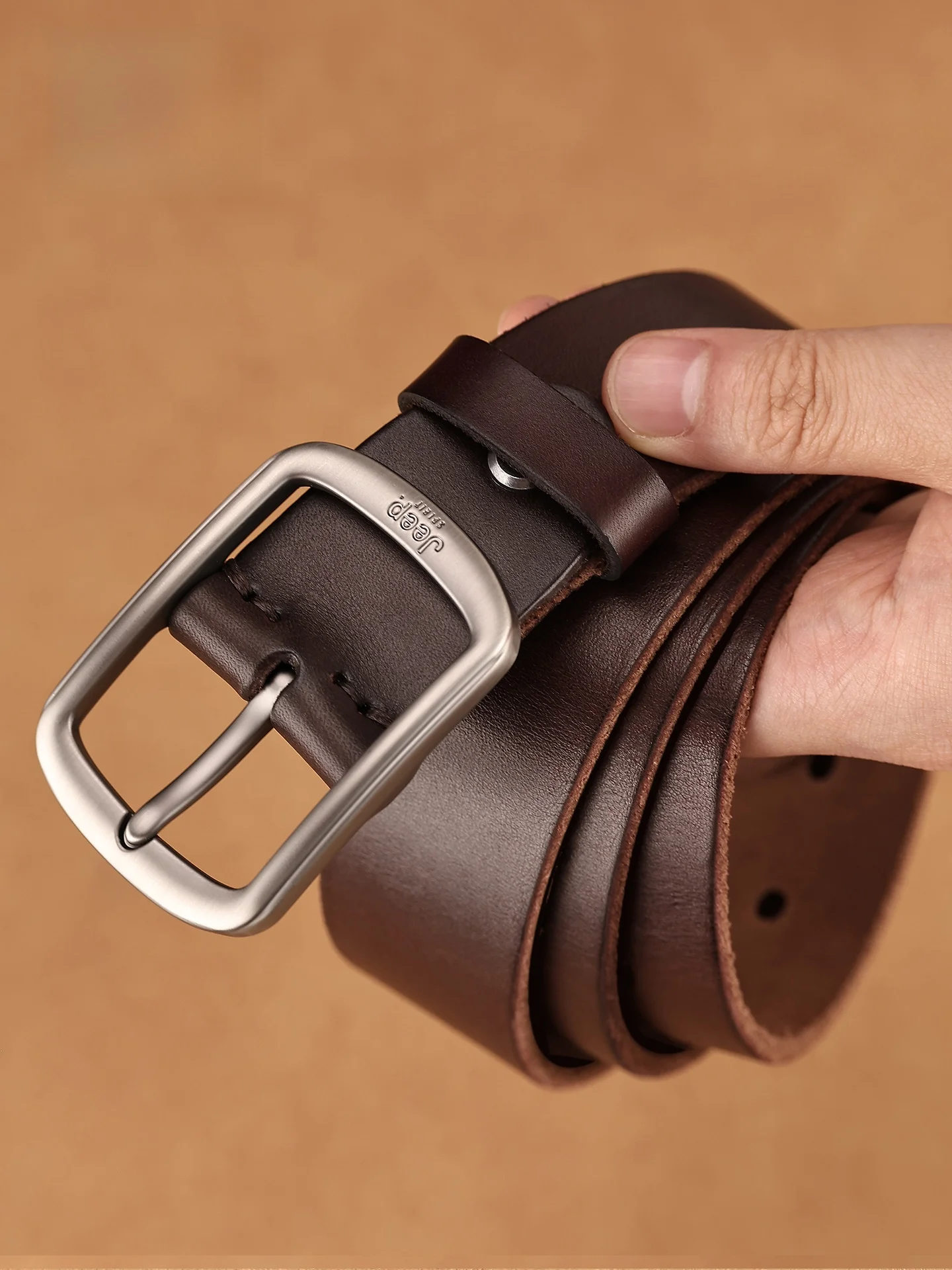 ジープスピリット手作り純粋な牛革ベルトメンズカジュアルヴィンテージパンツベルトトレンディなトップレイヤーレザー合金バックル