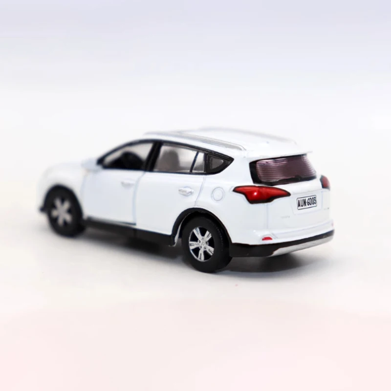 دييكاست سبيكة 1:64 RAV4 الأبيض على الطرق الوعرة نموذج سيارة SUV الكبار خارج الطباعة جمع عرض زخرفة تذكارية