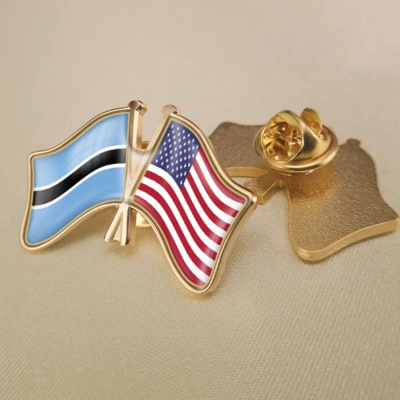 Botswana and China Flag Lapel Pins South Africa United Kingdom India, Namibia United States European Union Flag Cross Brooch - view 4