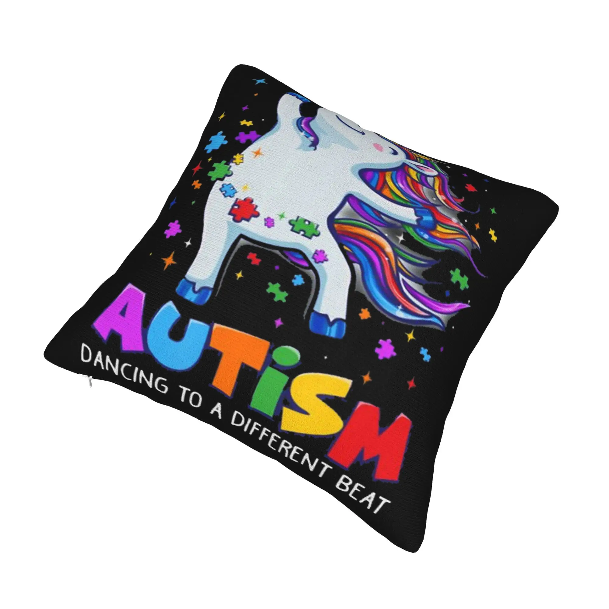 Decorative Pillow Covers Dabbing Puzzle Autism Awareness Merchandise Seater  Pillow Case Cover Square Multiple Sizes