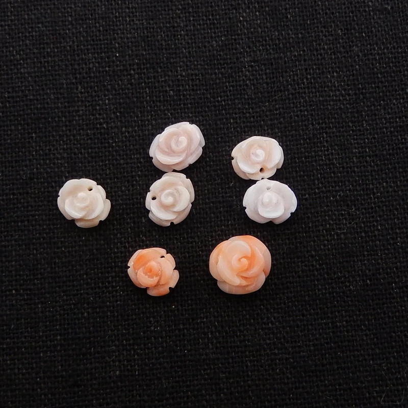 5Pcs Shell Carved Flower Pendants Beads,Natural Stone Fashion Jewelry Necklace Accessories 7x8x4mm 1g
